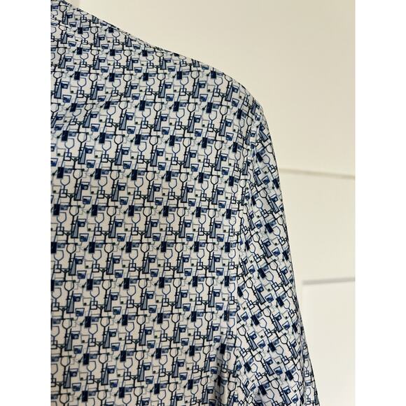 Hickey Freeman Men's Golf Polo Medium Dri Fit Blue White - Picture 2 of 6